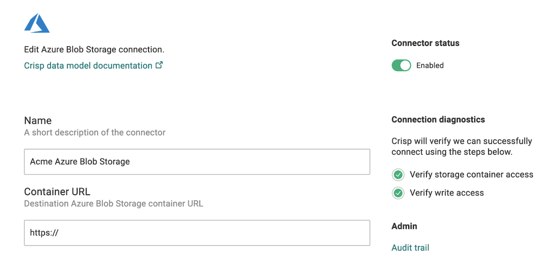 Crisp_Azure_Connector_Diagnostics_Page.png